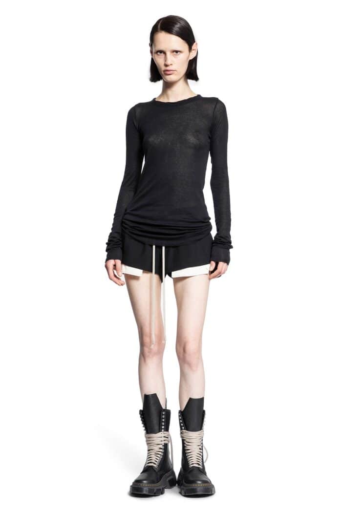 RICK OWENS Long Sleeve Tee In Mini Rib Jersey