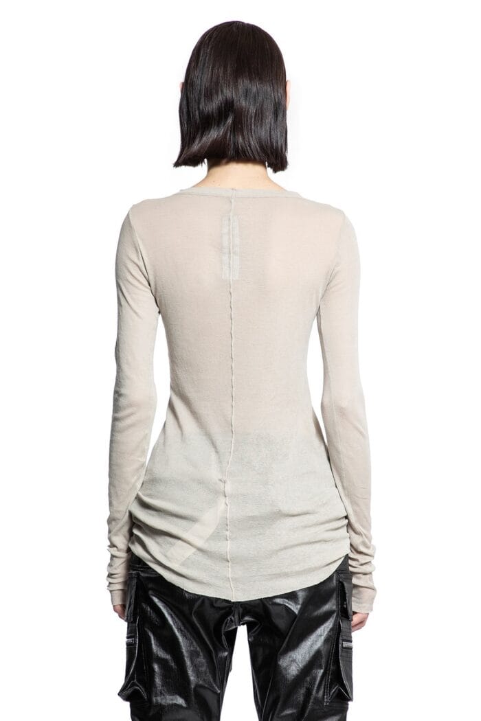 RICK OWENS Long Sleeve Tee In Mini Rib Jersey