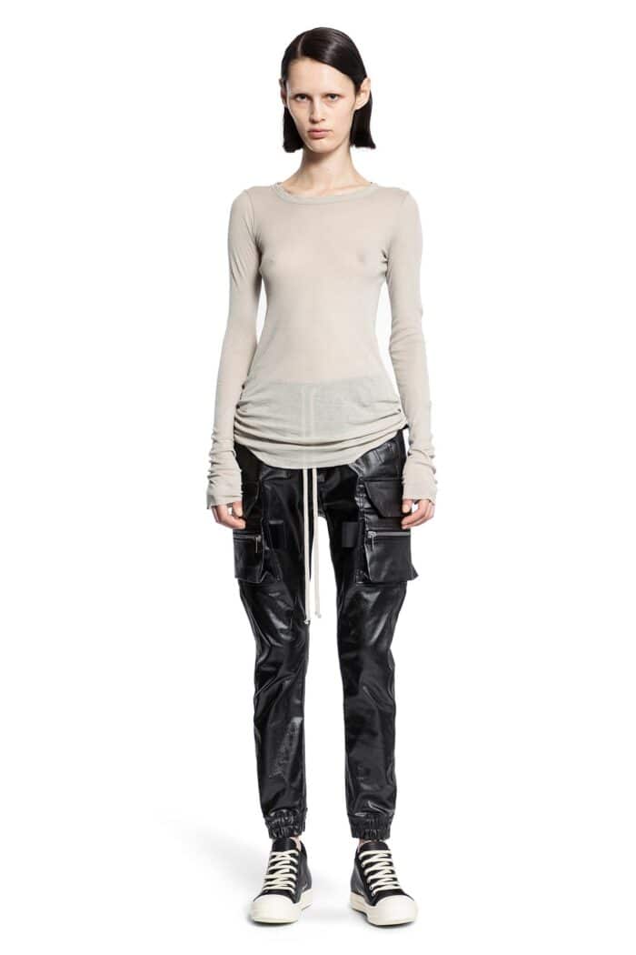 RICK OWENS Long Sleeve Tee In Mini Rib Jersey