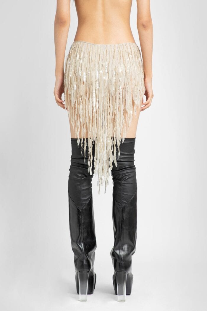 RICK OWENS Luxor Fringed Panty In Sequin Embroidered Silk