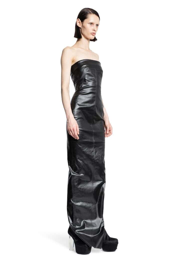 RICK OWENS Porterville Bustier Gown In Coated Stretch Denim