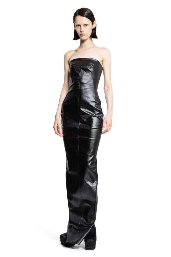 RICK OWENS Porterville Bustier Gown In Coated Stretch Denim