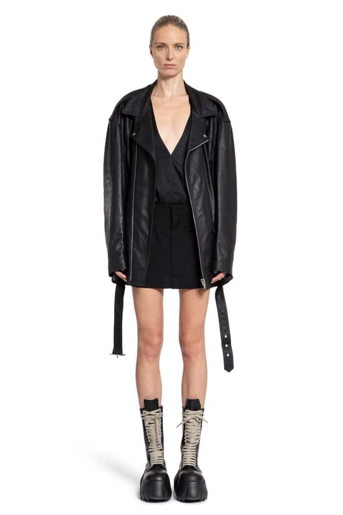 RICK OWENS Porterville Cutoff Mini Skirt In Grain De Poudre