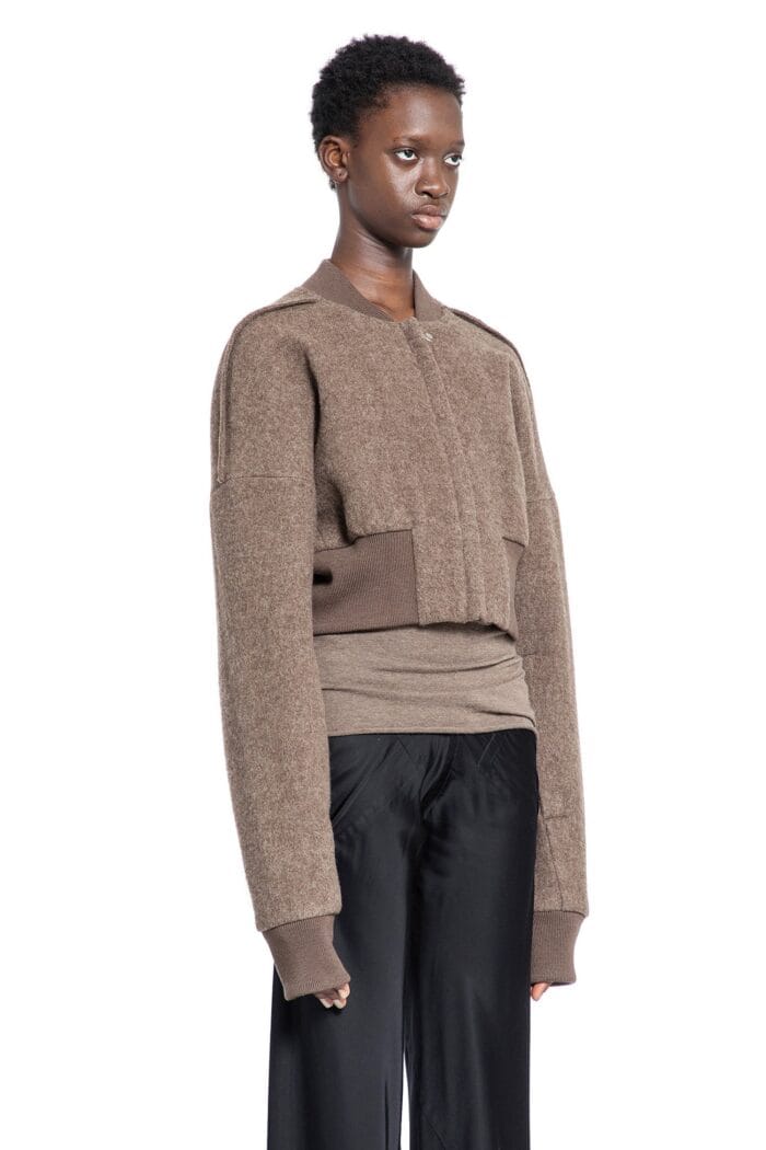 RICK OWENS Porterville Flight Jkt Cropped Bomber In Lodenette