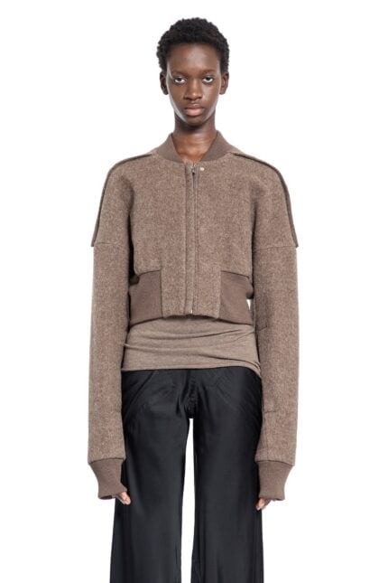 RICK OWENS Porterville Flight Jkt Cropped Bomber In Lodenette