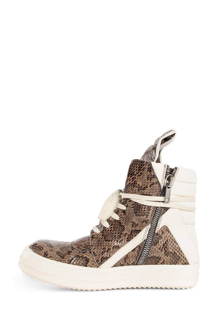 RICK OWENS Porterville Geobasket Sneakers In Molendo Snake And Calf Leather