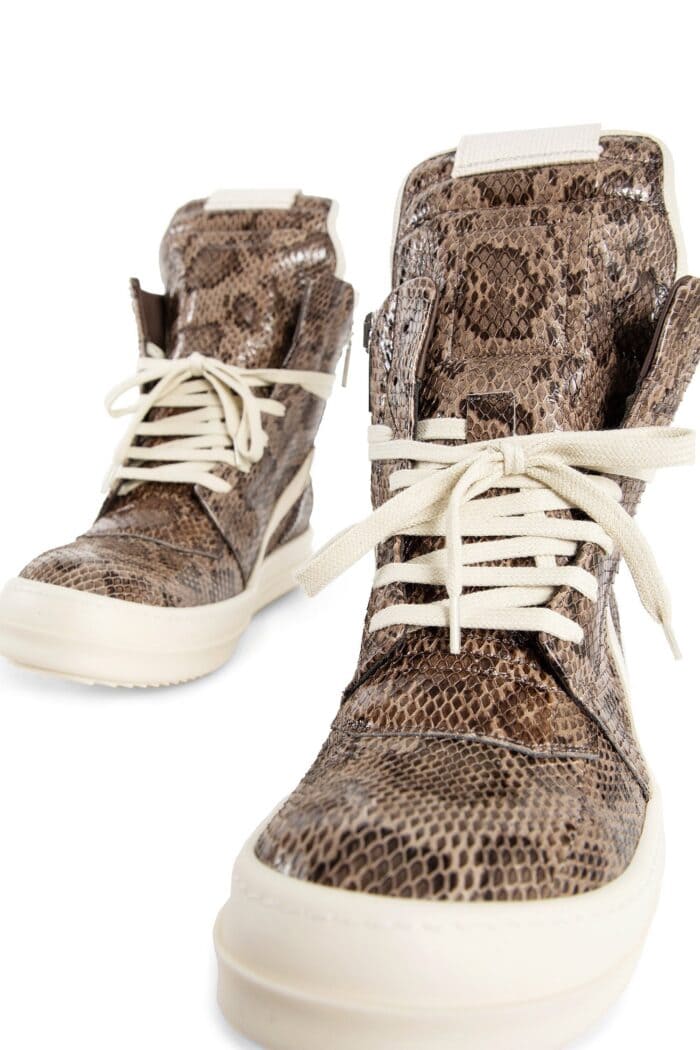 RICK OWENS Porterville Geobasket Sneakers In Molendo Snake And Calf Leather