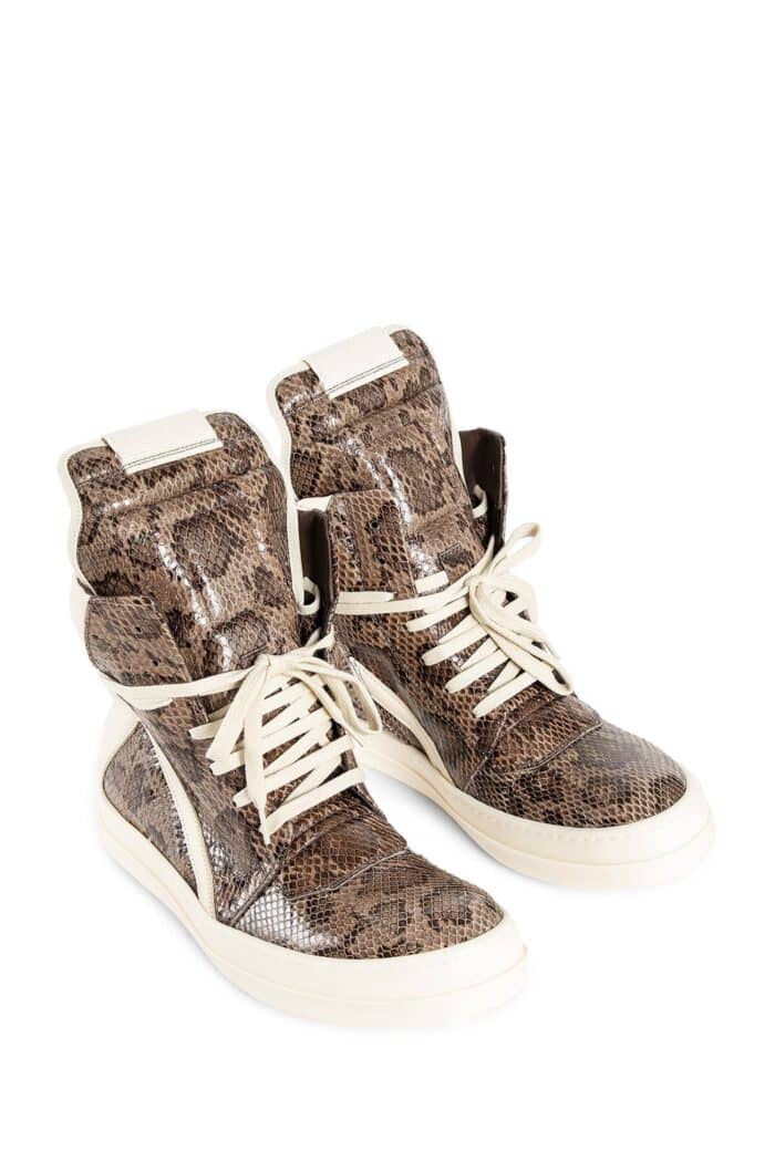 RICK OWENS Porterville Geobasket Sneakers In Molendo Snake And Calf Leather