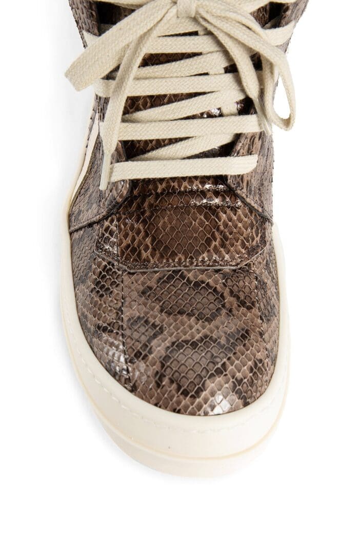 RICK OWENS Porterville Geobasket Sneakers In Molendo Snakeskin And Calf