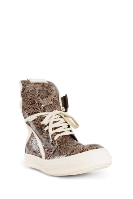 RICK OWENS Porterville Geobasket Sneakers In Molendo Snakeskin And Calf