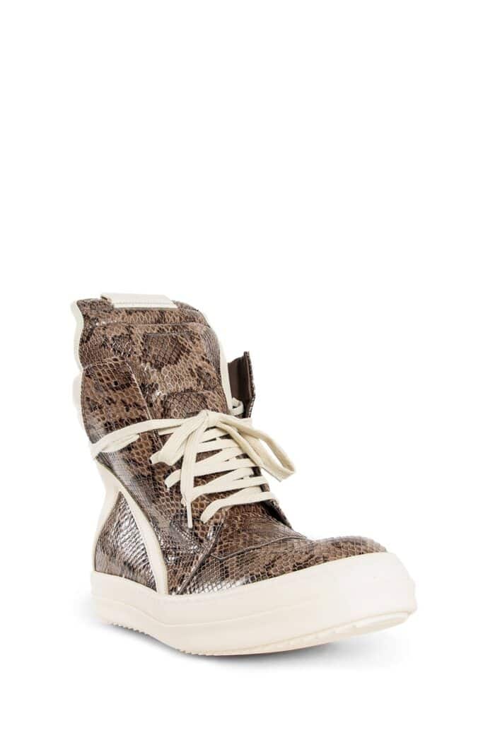 RICK OWENS Porterville Geobasket Sneakers In Molendo Snakeskin And Calf