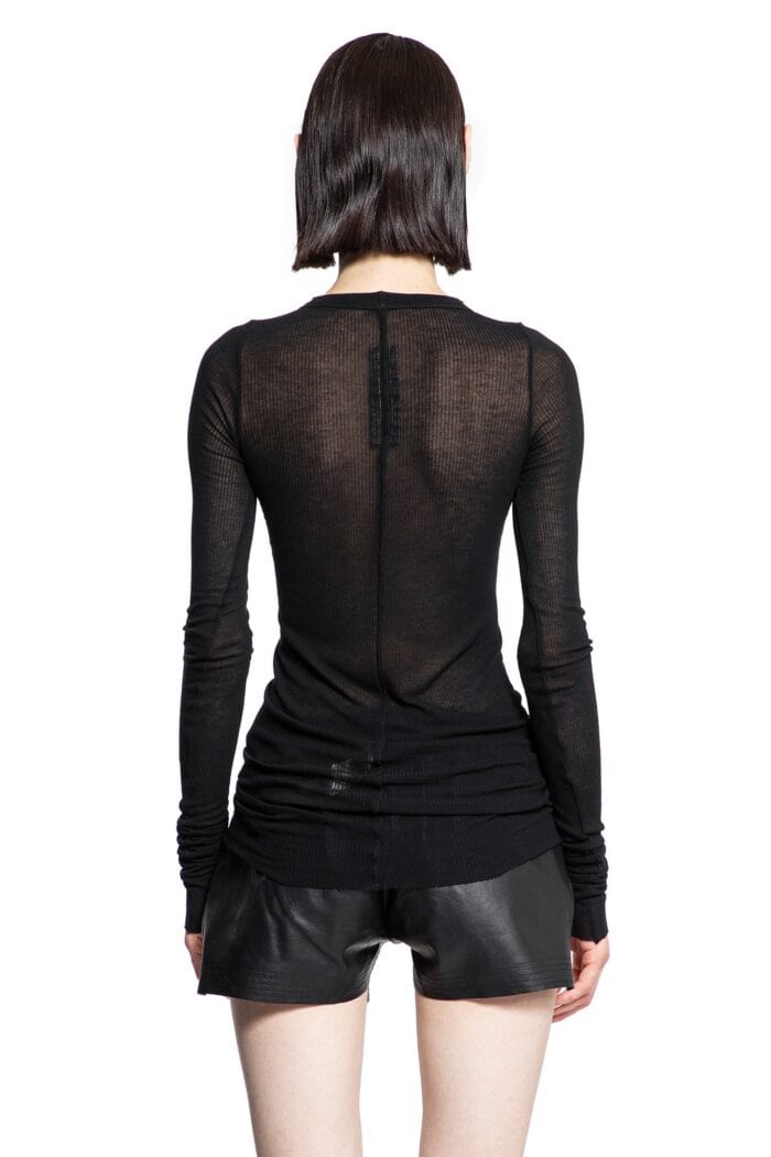 RICK OWENS Rib Long Sleeve Tee In Viscose Silk Rib Jersey