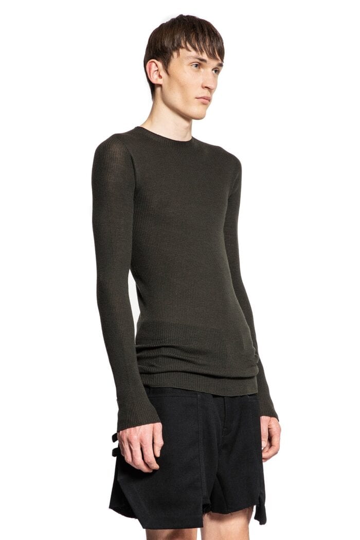 RICK OWENS Round Neck In Ribbed Wool Knit