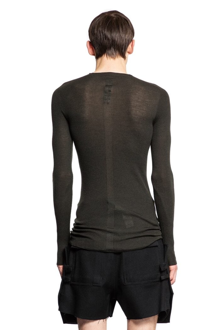 RICK OWENS Round Neck In Ribbed Wool Knit