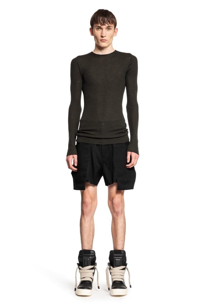 RICK OWENS Round Neck In Ribbed Wool Knit