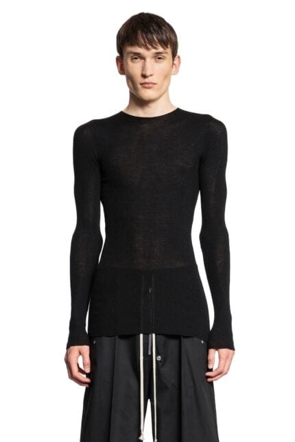 RICK OWENS Round Neck In Ribbed Wool Knit