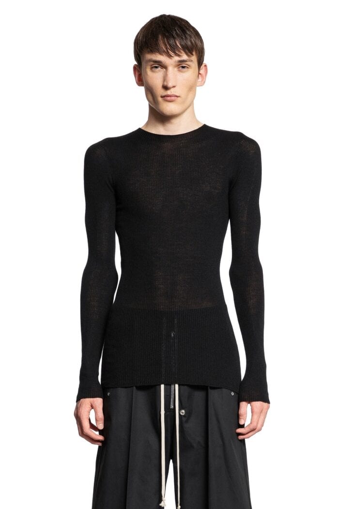 RICK OWENS Round Neck In Ribbed Wool Knit