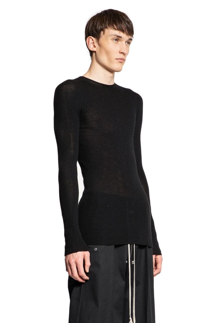 RICK OWENS Round Neck In Ribbed Wool Knit