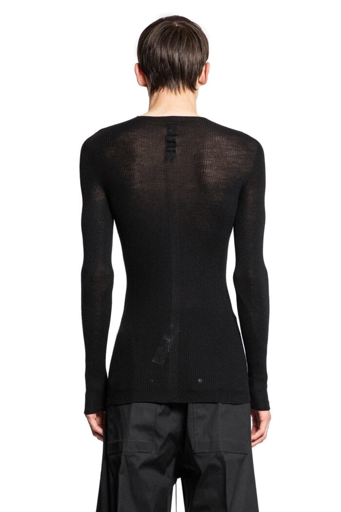 RICK OWENS Round Neck In Ribbed Wool Knit