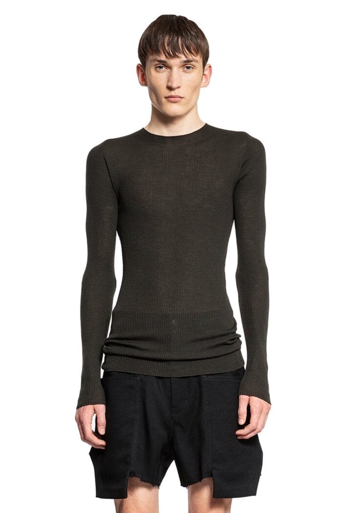 RICK OWENS Round Neck In Ribbed Wool Knit