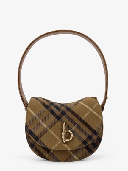 Rocking Horse Canvas Shoulder Bag With Burberry Check Motif