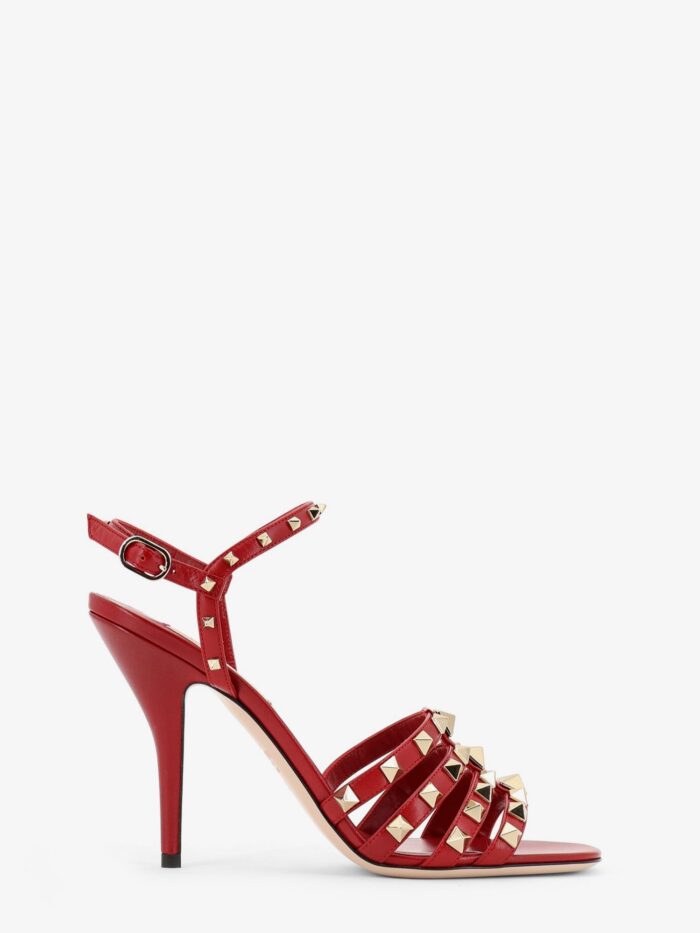 valentino garavani rockstud leather sandals with iconic all over studs Valentino Garavani Rockstud Leather Sandals With Iconic All-over Studs