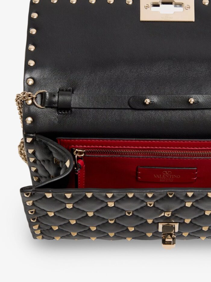 Valentino Garavani Rockstud Spike Leather Shoulder Bag With Iconic All-over Studs