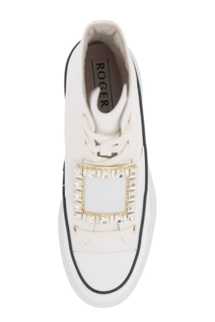 Roger Vivier Viv' Go-thick Canvas High-top Sneakers With Buckle