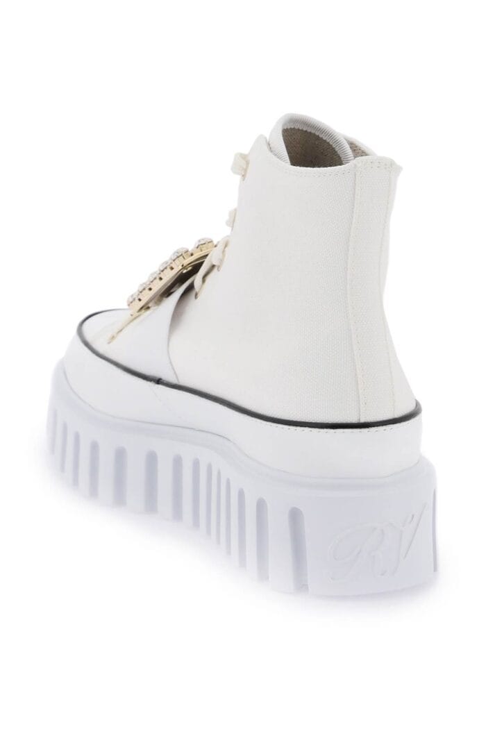 Roger Vivier Viv' Go-thick Canvas High-top Sneakers With Buckle