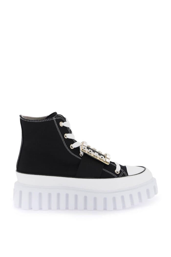 Roger Vivier Viv' Go-thick Canvas High-top Sneakers With Buckle