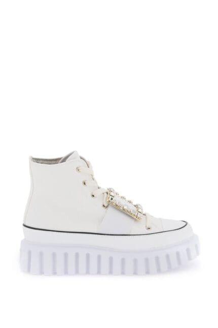 Roger Vivier Viv' Go-thick Canvas High-top Sneakers With Buckle