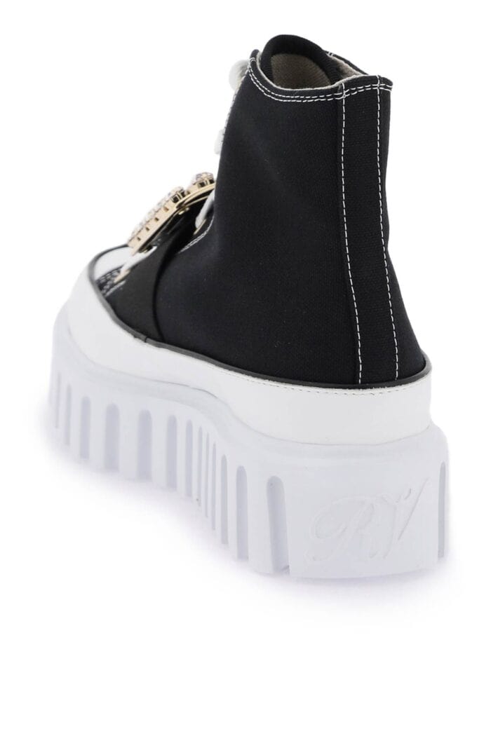 Roger Vivier Viv' Go-thick Canvas High-top Sneakers With Buckle