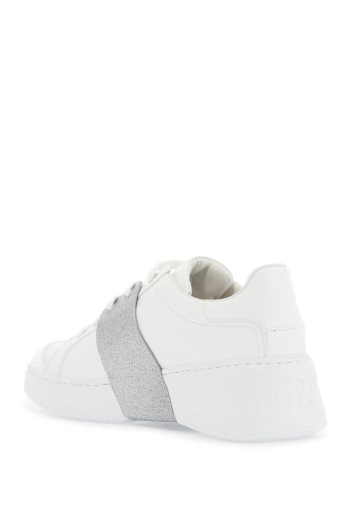 ROGER VIVIER White Viv Skate Sneakers With Rhinestone Buckles