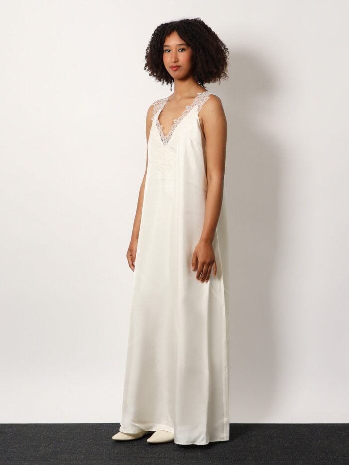 ROHE Long Silk Dress With Lace Details