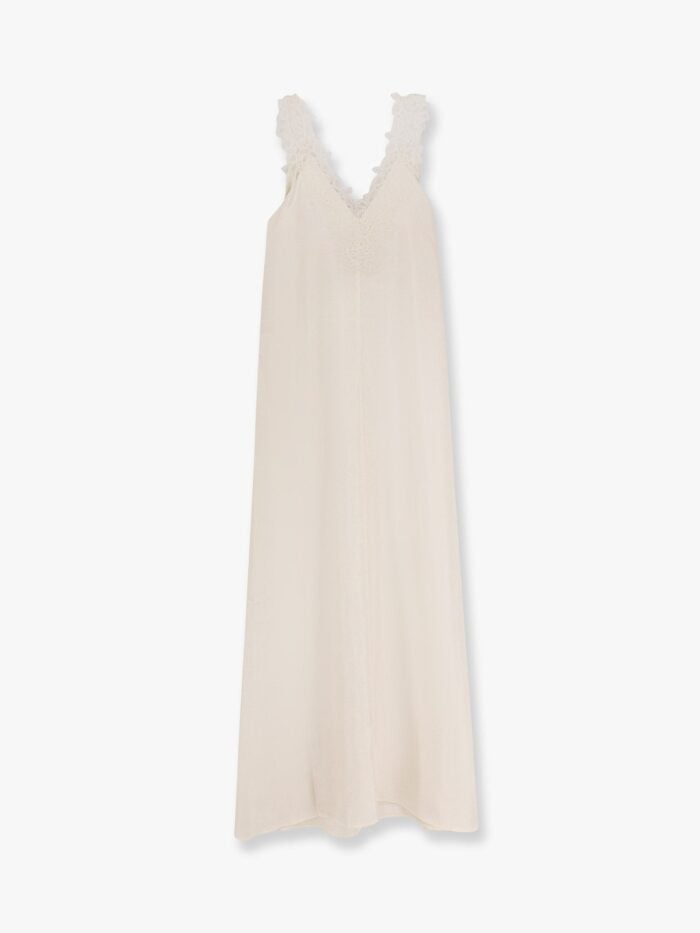 ROHE Long Silk Dress With Lace Details