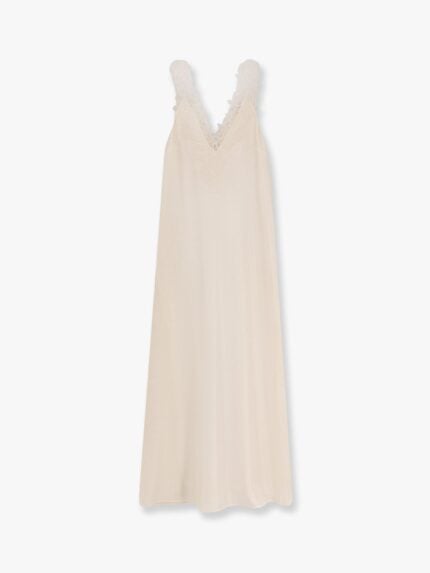 ROHE Long Silk Dress With Lace Details