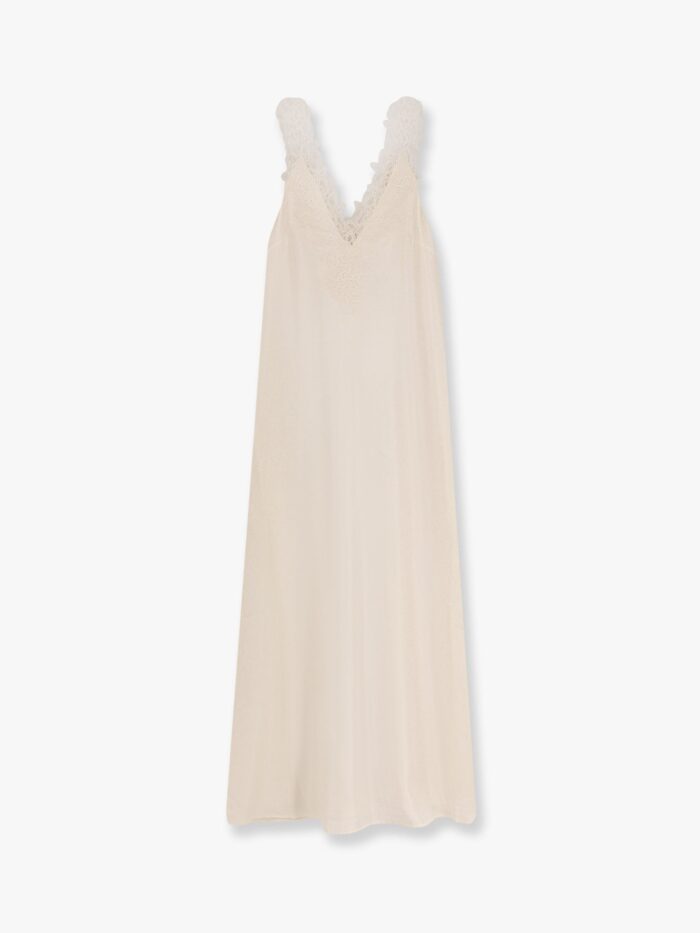 ROHE Long Silk Dress With Lace Details