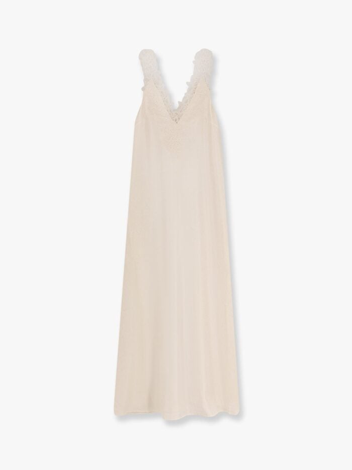 ROHE Long Silk Dress With Lace Details