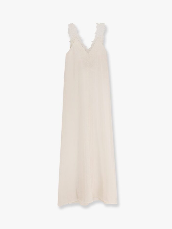 ROHE Long Silk Dress With Lace Details