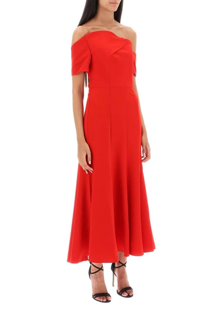 Roland Mouret Cady Midi Dress With Asymmetric Neckline