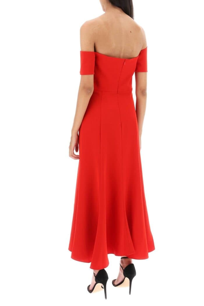 Roland Mouret Cady Midi Dress With Asymmetric Neckline