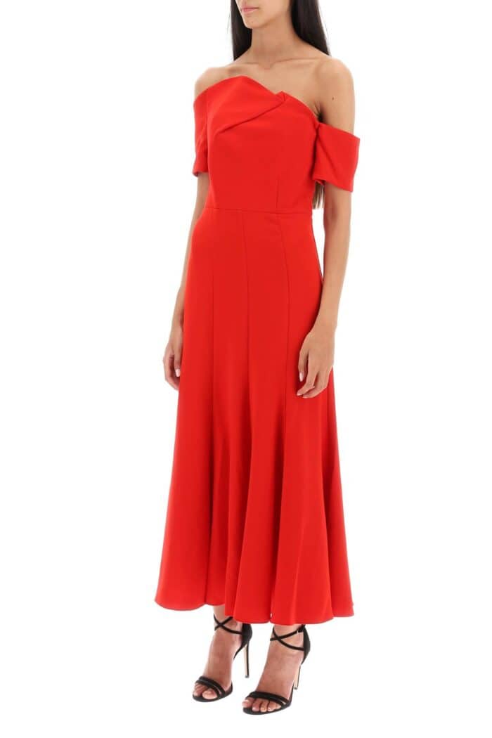 Roland Mouret Cady Midi Dress With Asymmetric Neckline