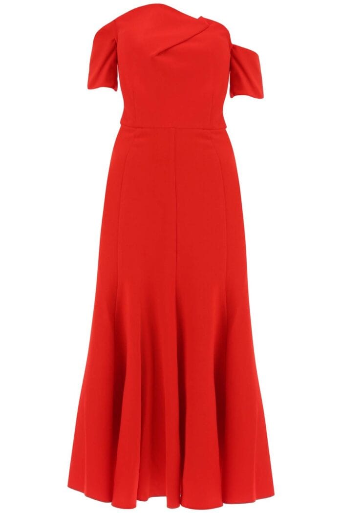 Roland Mouret Cady Midi Dress With Asymmetric Neckline