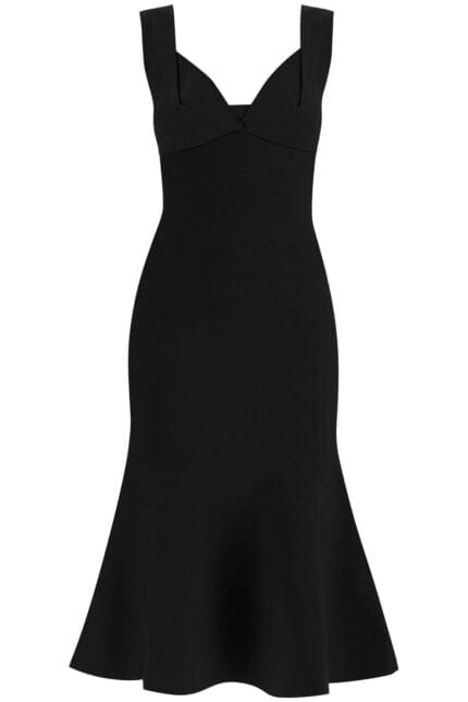 ROLAND MOURET Fluted Hem Midi Dress