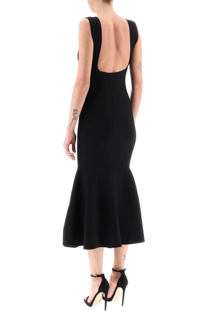 ROLAND MOURET Fluted Hem Midi Dress