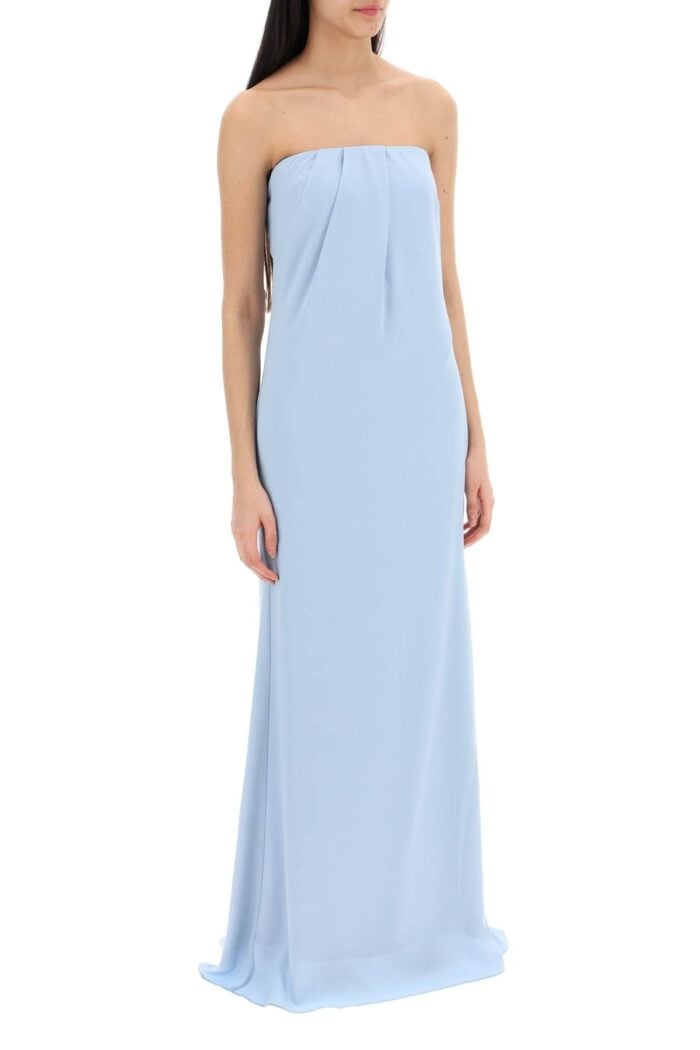 ROLAND MOURET Strapless Satin Crepe Dress Without