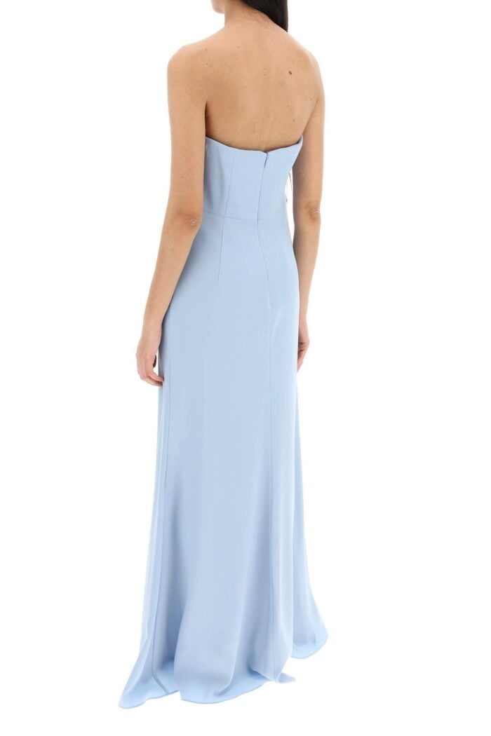 ROLAND MOURET Strapless Satin Crepe Dress Without