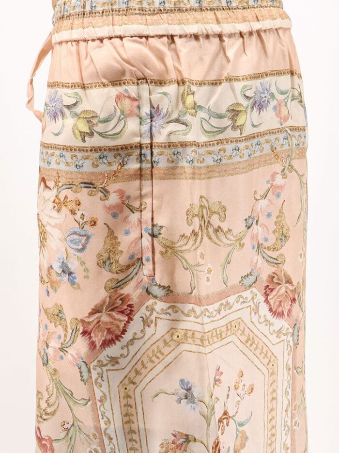 Zimmermann Roselight Silk Trousers With Pink Tapestry Floral Print