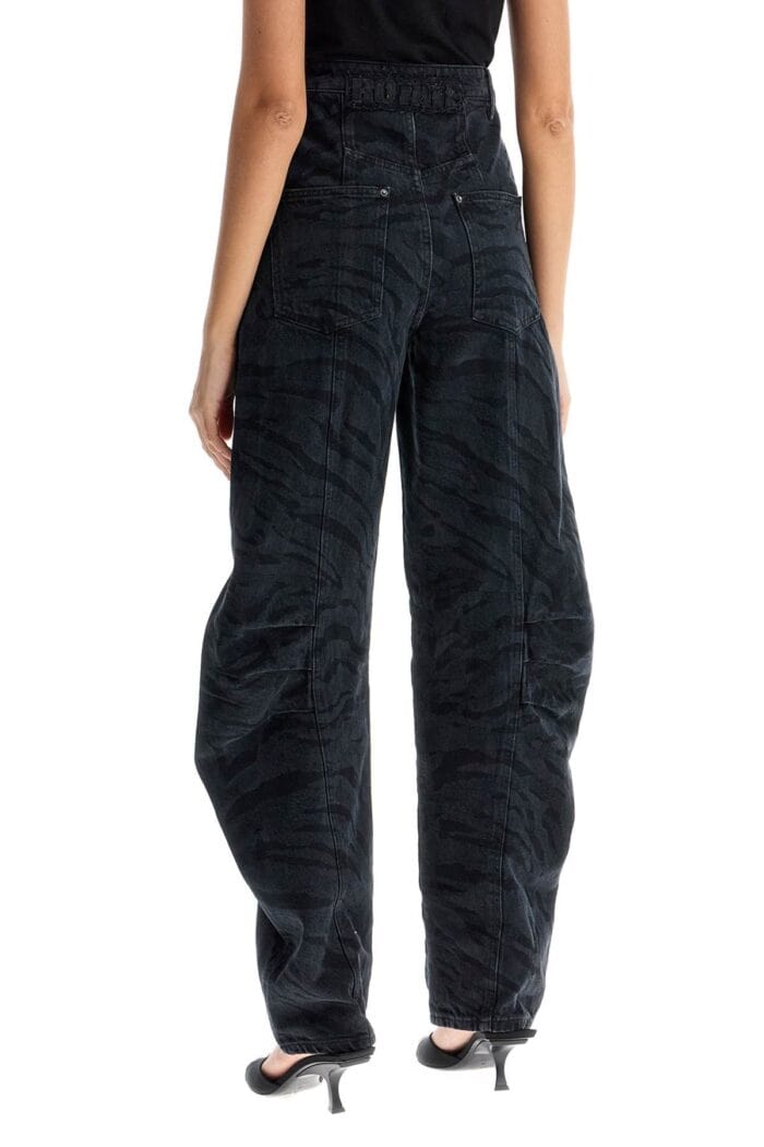 ROTATE Animal Print Barrel Jeans