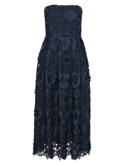 ROTATE BIRGER CHRISTENSEN 3D LACE MIDI DRESS